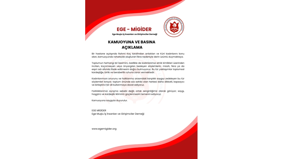 KAMUOYUNA VE BASINA AÇIKLAMA